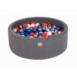 MeowBaby igralni bazen s kroglicami Dark Grey: Pearl Blue/Pearl White/Orange/Silver 