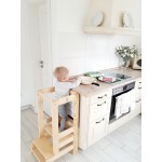 MeowBaby Montessori Kitchen Helper s tablo, natural wood