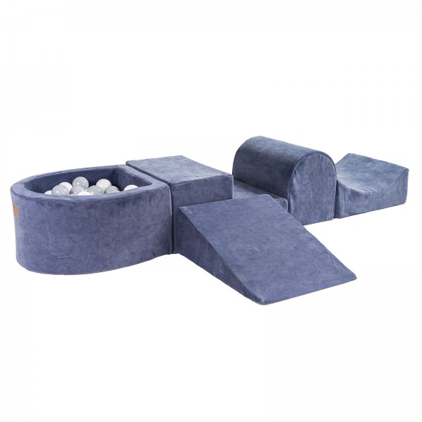 MeowBaby igralni poligon Blue-gray s 100 kroglicami: bela, siva