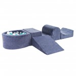 MeowBaby igralni poligon Blue-gray s 100 kroglicami: bela, siva, turkizna