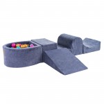 MeowBaby igralni poligon Blue-gray s 100 kroglicami: zlata, temno roza, lila, turkizna