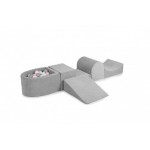 MeowBaby igralni poligon Light gray s 100 kroglicami: siva, bela, pastelno roza